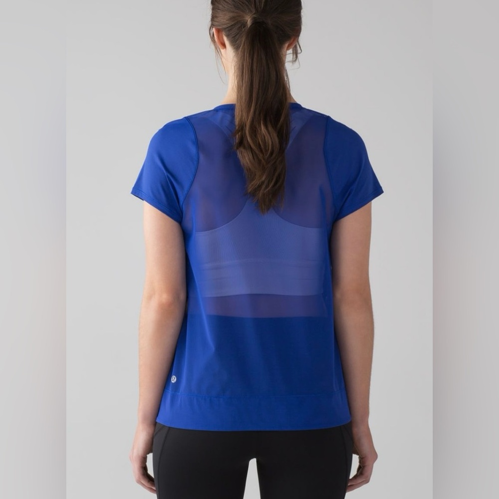 Lululemon Mind over Miles Short Sleeve in Jet Stream Blue